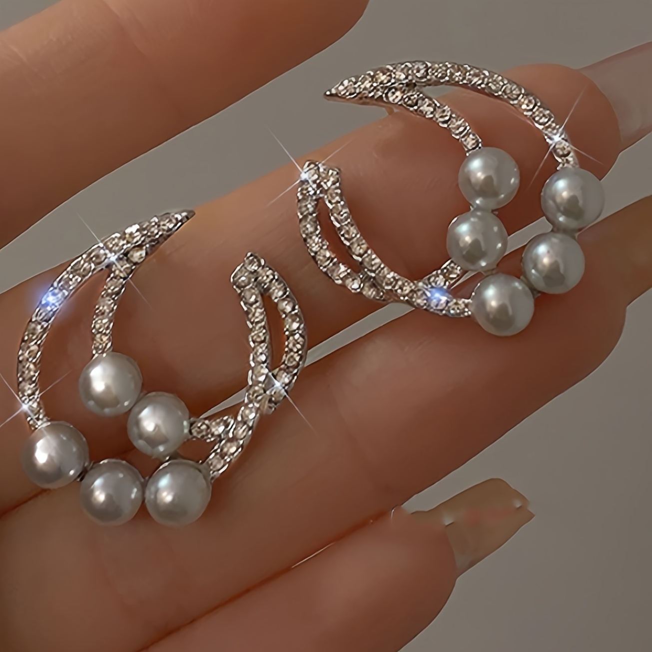 Elegant Pearl & Rhinestone Earrings